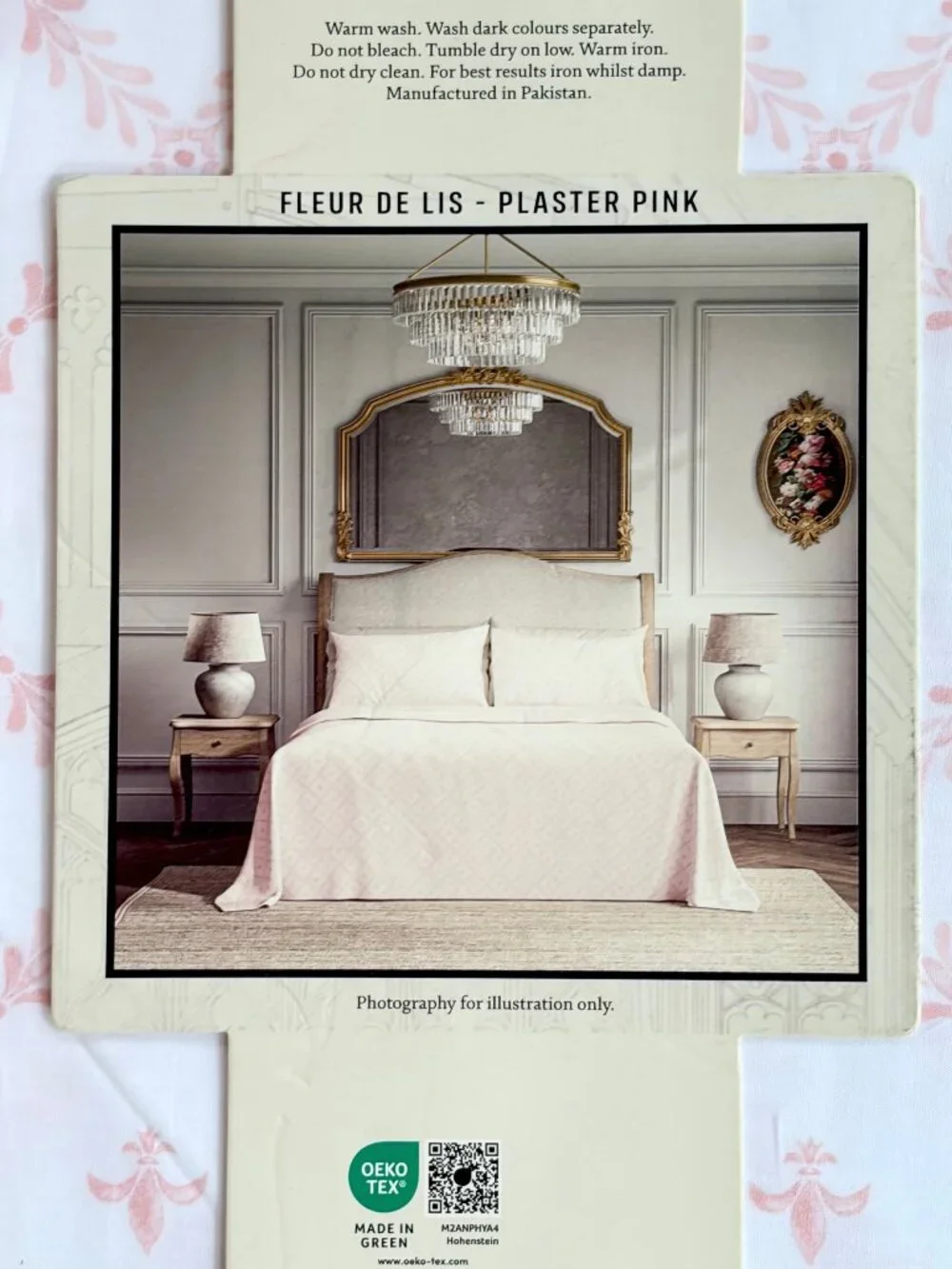 Historic Royal Palaces King Plaster Pink Fleur De Lis 100% Cotton Sheet Set
